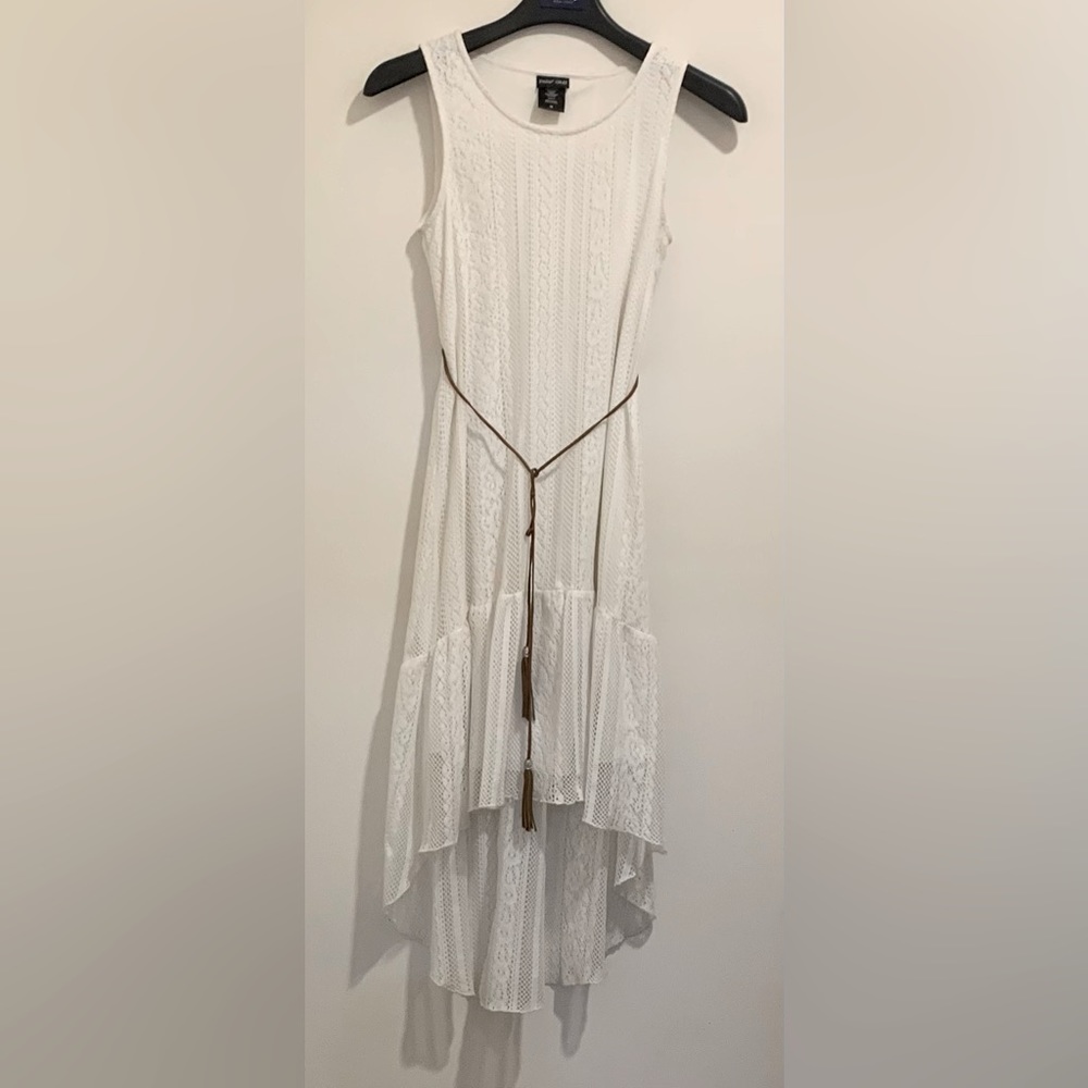 Youth white crochet dress size 14 by Paper doll